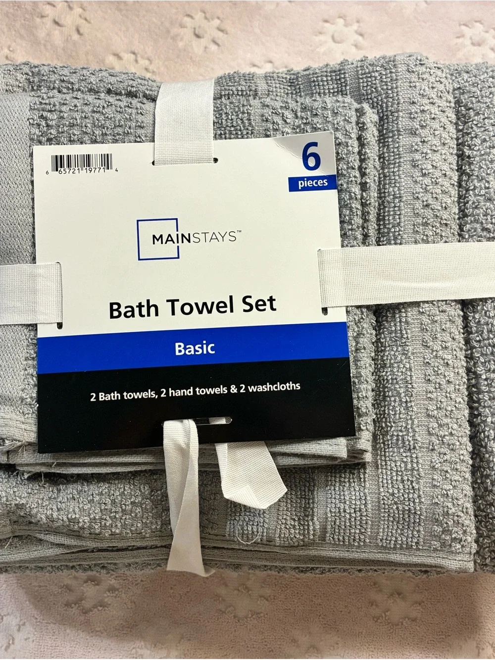 Mainstays Gray Bath Towel Set - 6 Piece